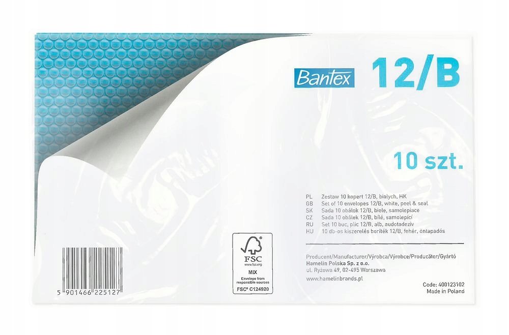 Koperty Bąbelkowe Powietrzne 140X225Mm 12/B 10 Sztuk Bantex
