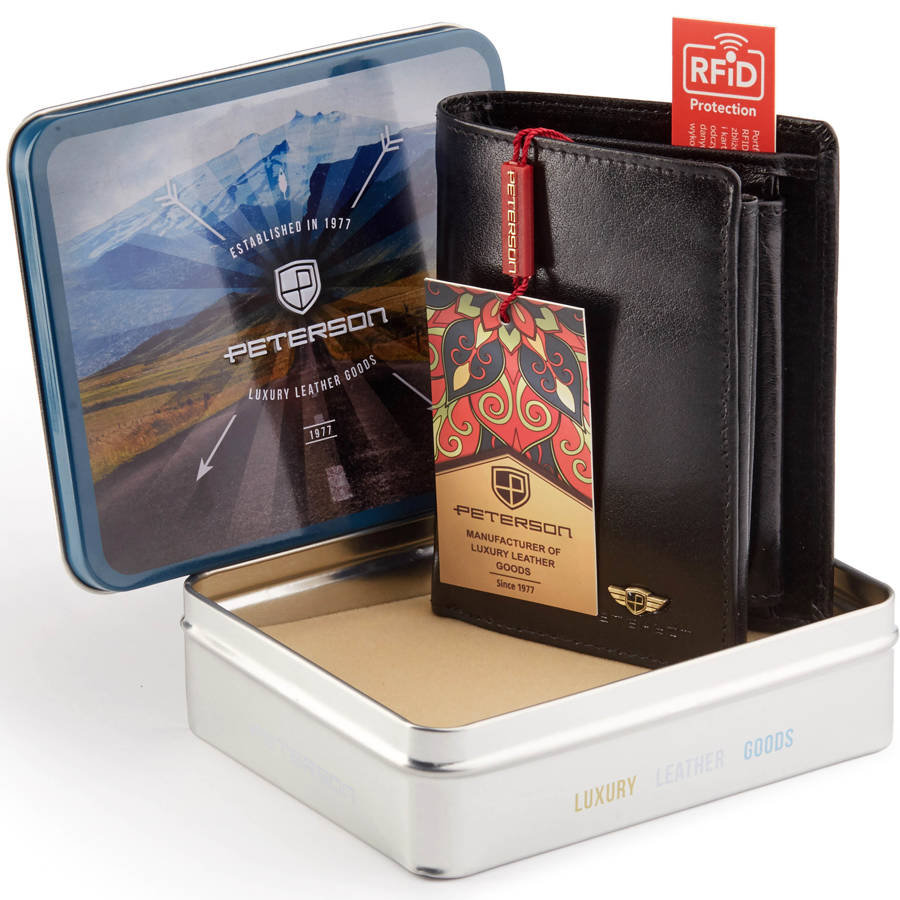 Skórzany Portfel Męski Z Kieszenią Na Dowód Rejestracyjny — Peterson