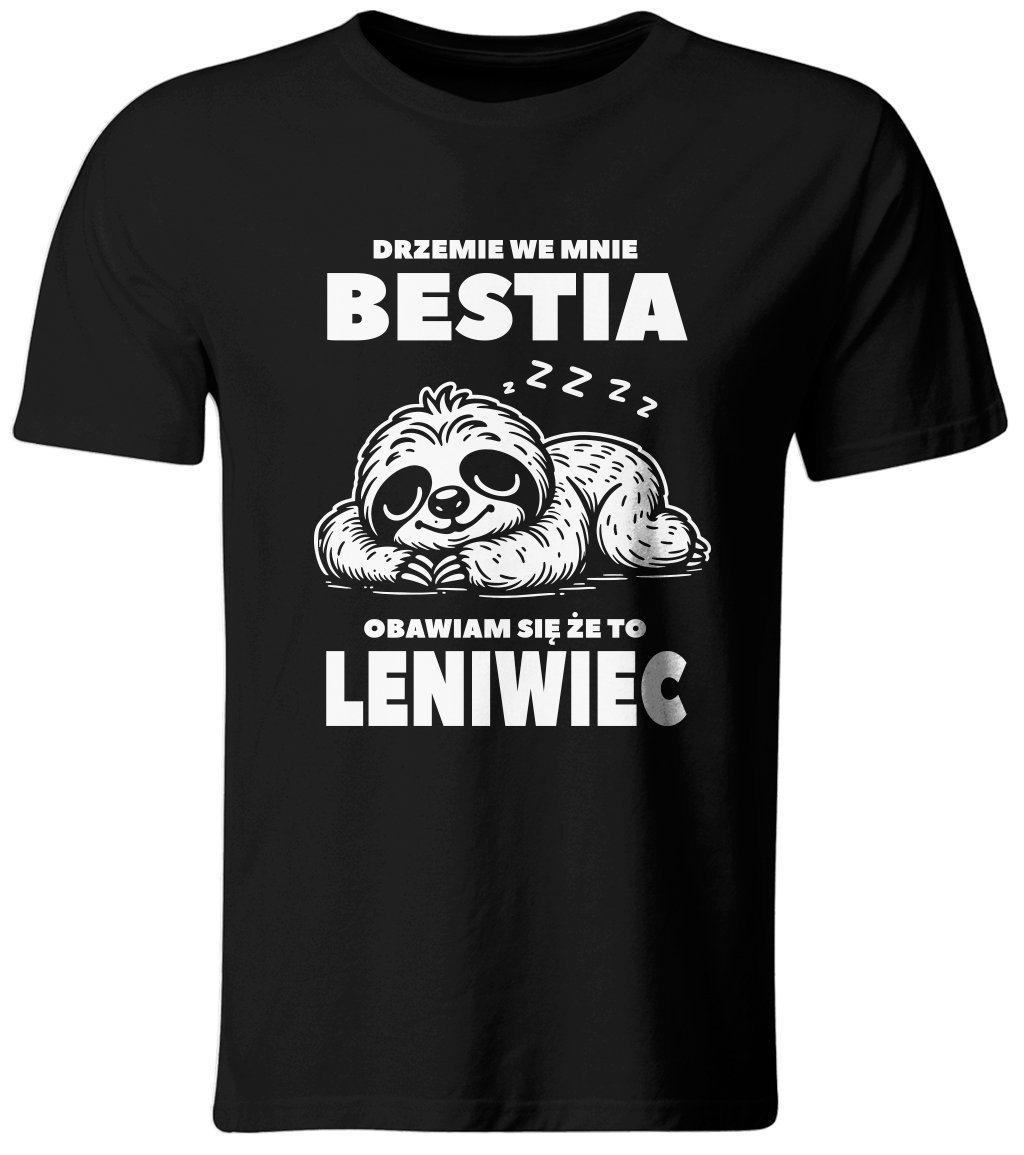 Koszulka Drzemie We Mnie Bestia, Śmieszny T-shirt z nadrukiem, roz. XL