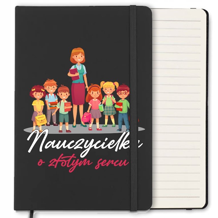 NOTES CZARNY Z GUMKĄ A5 PREZENT DLA NAUCZYCIELA WZ