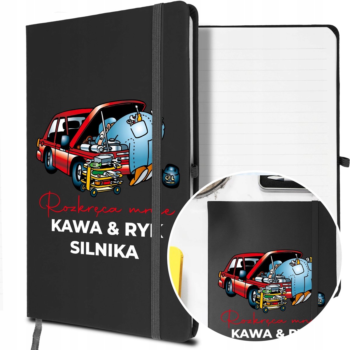 NOTES A5 z Gumką Prezent dla MECHANIKA Twoje IMIĘ