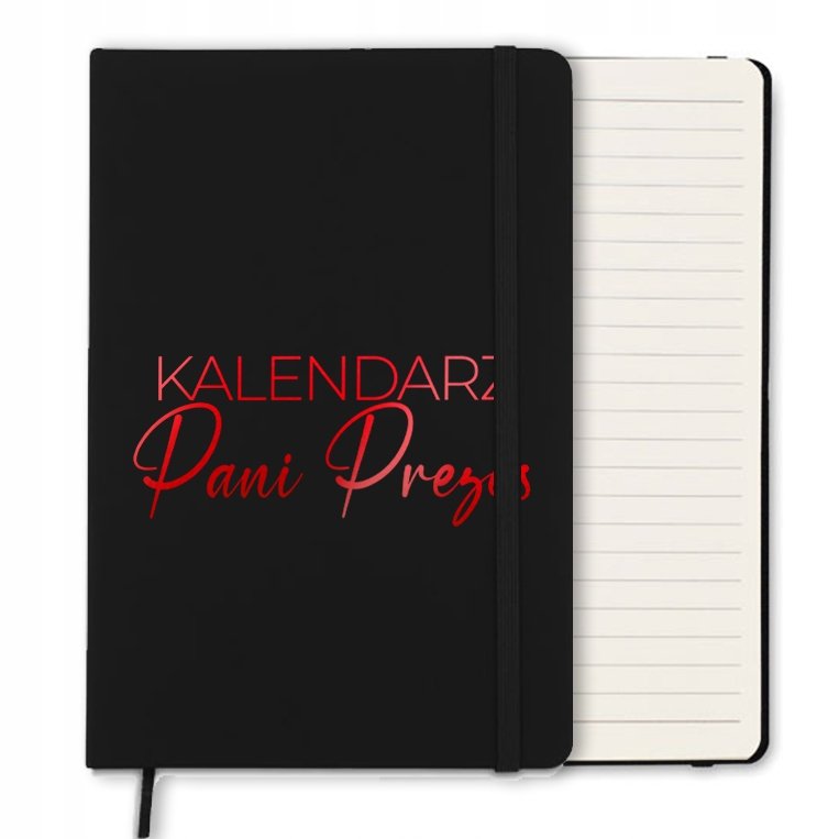 NOTES CZARNY Z GUMKĄ A5 LINIE NA PREZENT DLA PANI PREZES RED WIELE WZORÓW