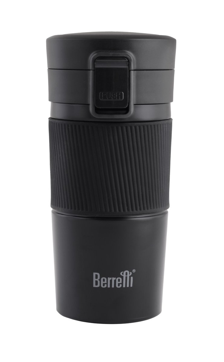 Berretti Kubek Termiczny Push Nierdzewny Czarny Kawę Herbatę Napoje 400Ml Termos