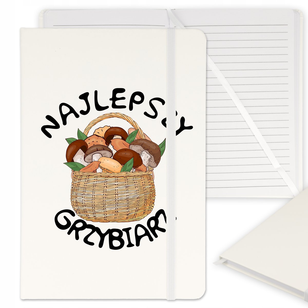 NOTES BIAŁY W LINIE A5 MIŁOŚNIK GRZYBOBRANIA WZÓR