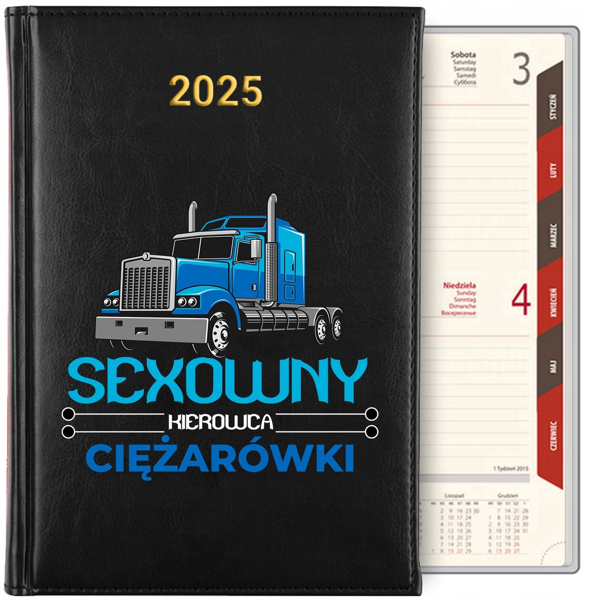 KALENDARZ DZIENNY TERMINARZ PLANER A5 2025 PREZENT DLA KIEROWCY TIRA WZORY