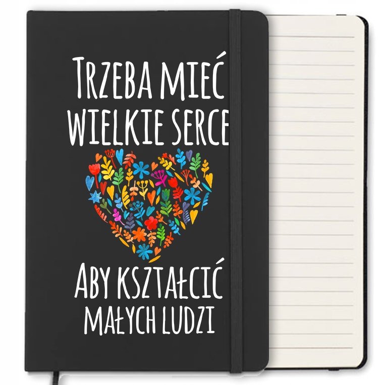 NOTES CZARNY W LINIE Z GUMKĄ A5 DLA NAUCZYCIELA WZ