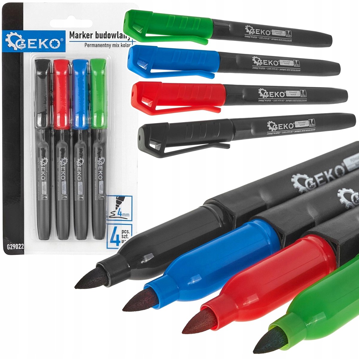 Zestaw 4X Marker Budowlany Gruby Mix Kolor