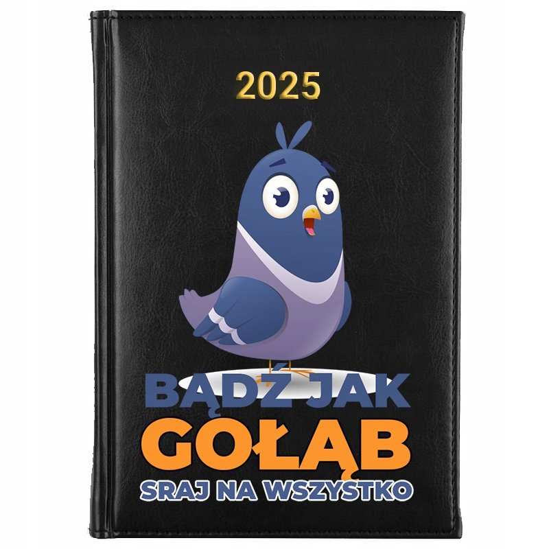 KALENDARZ KSIĄŻKOWY NOTES CZARNY PLANNER Dzienny A5 2025 ZABAWNE WZORY