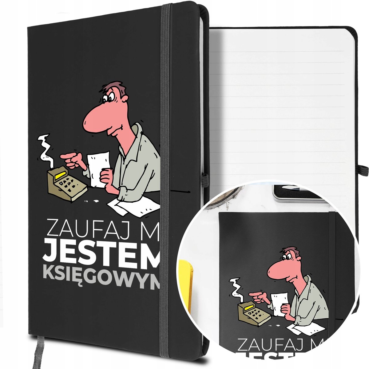 NOTES A5 z Gumką Prezent dla KSIĘGOWEGO Twoje IMIĘ