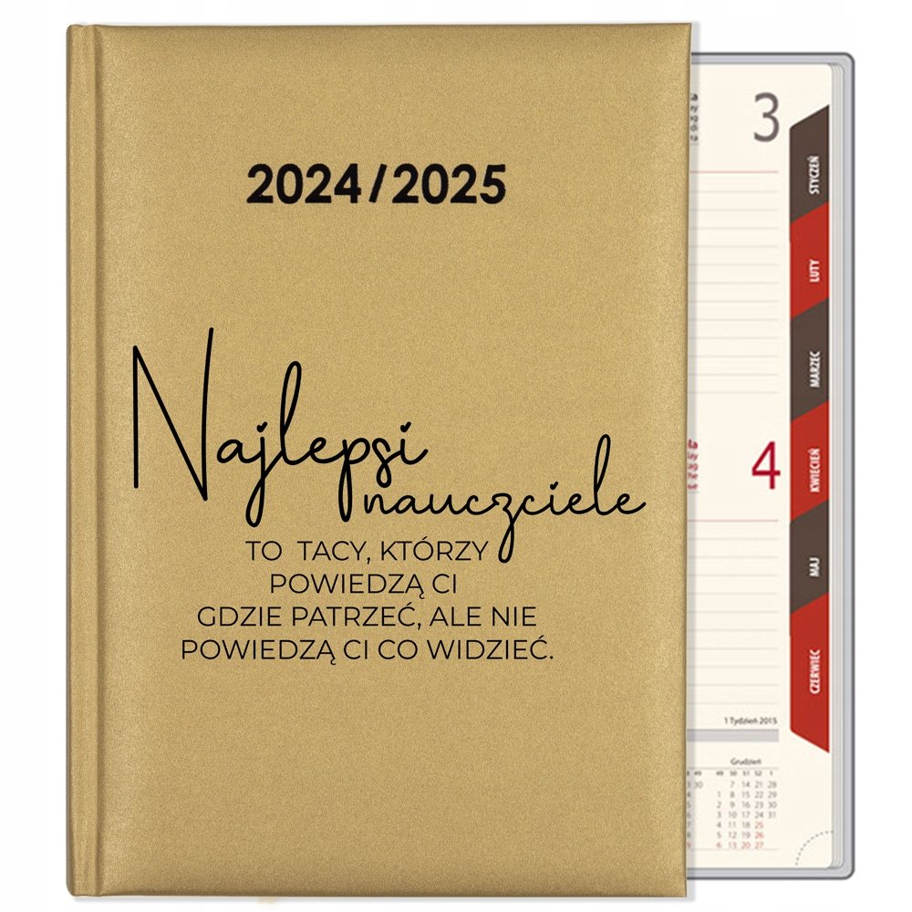 KALENDARZ DLA NAUCZYCIELA NOTES TEMINARZ A5 2024/2025 ZŁOTY PREZENT WZORY