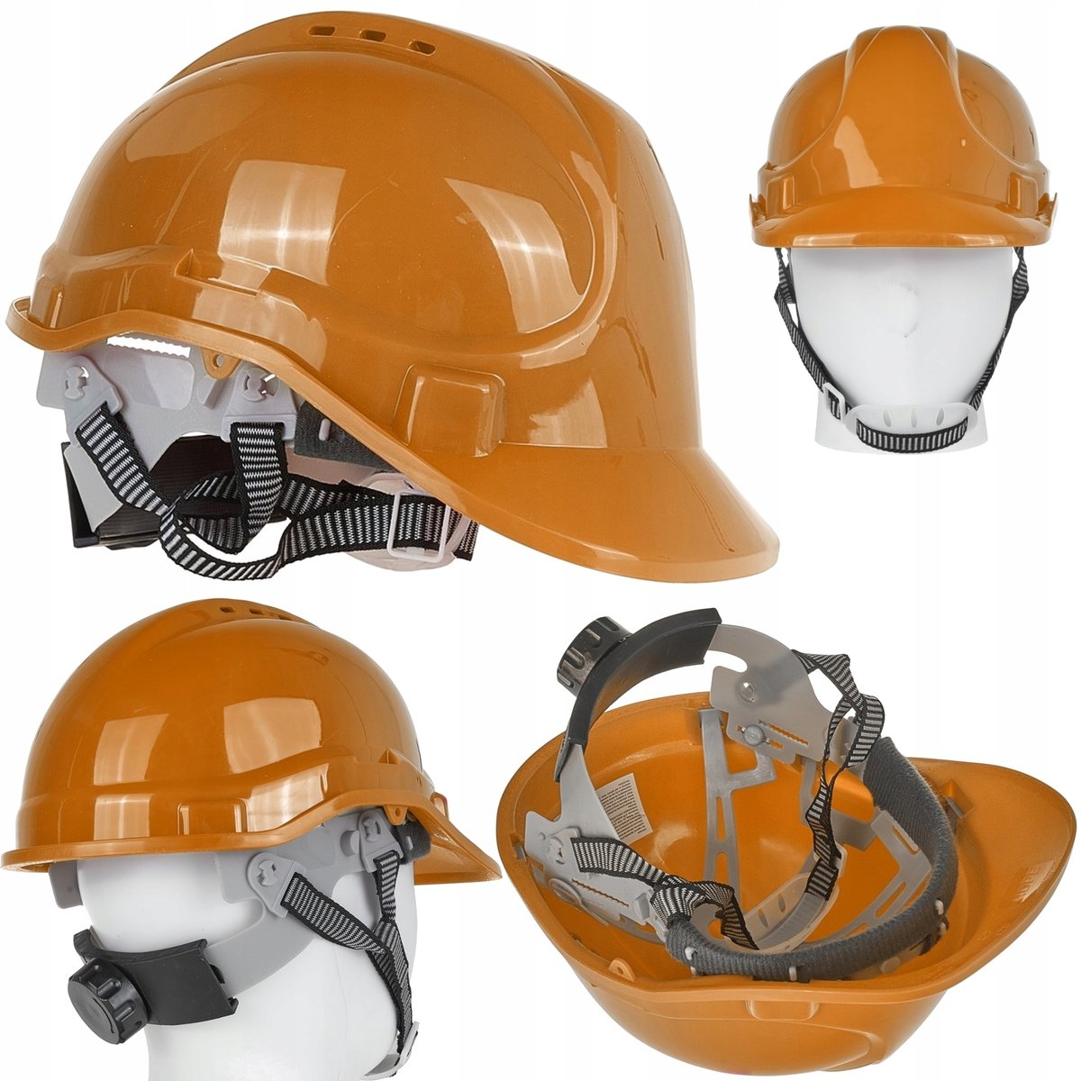Kask Ochronny Pomarańczowy Bhp Hełm Budowlany Regulowany
