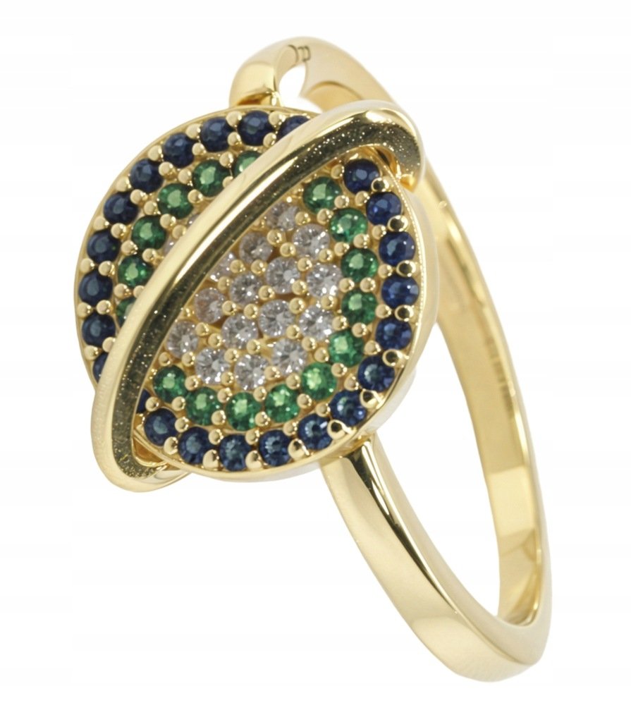 ZŁOTY PIERŚCIONEK Z ORBITĄ antystresowy obrotowy, stal chirurgiczna