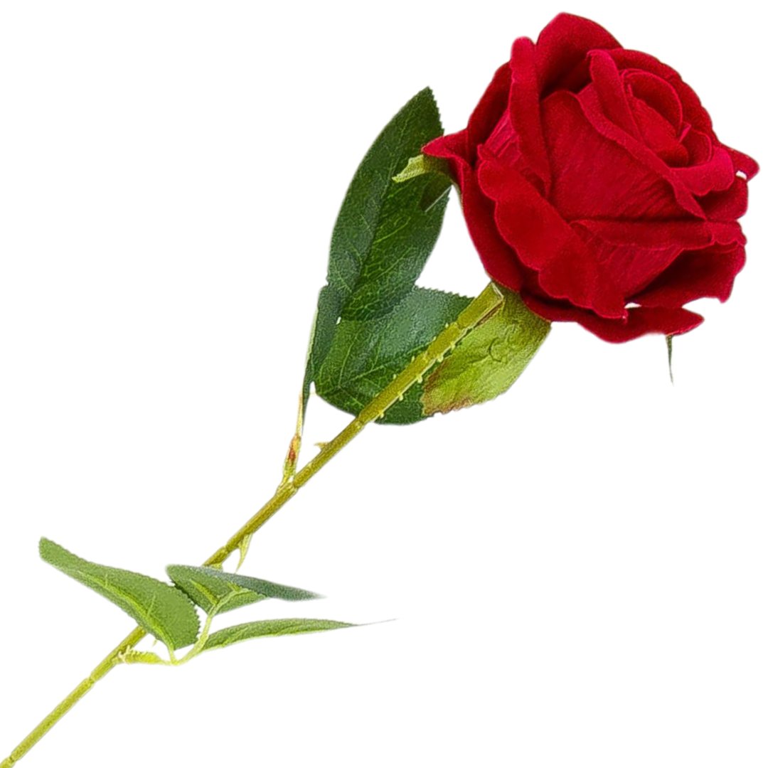 [68B6501] Róża Welurowa Na Gałązce 53Cm Ciemnoczerwona