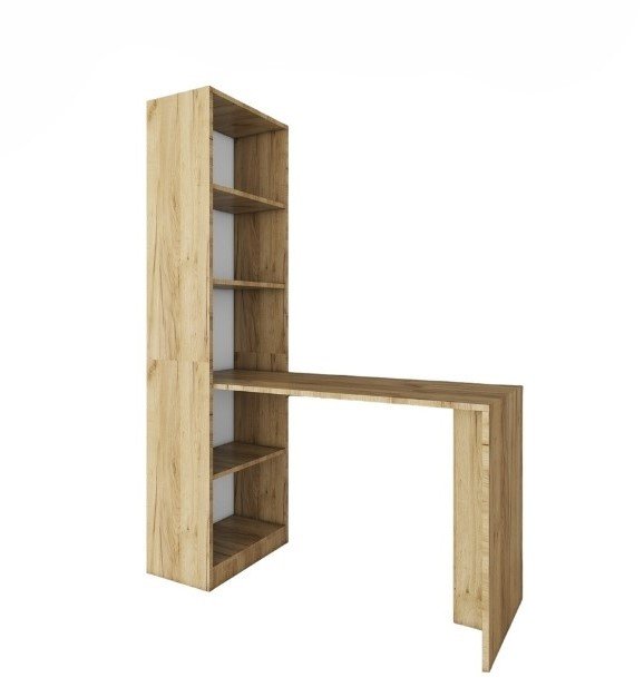 Nowoczesne Biurko Z Regałem Dąb Craft Złoty 140X73X180 Cm