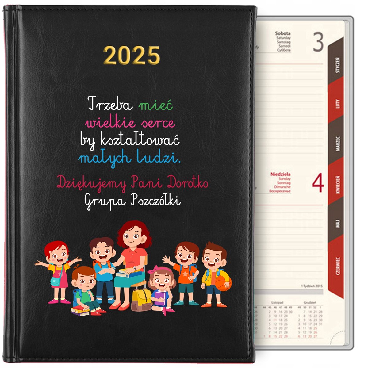 KALENDARZ DZIENNY A5 2025 PREZENT DLA WYCHOWAWCY ZAKOŃCZENIE ROKU IMIĘ