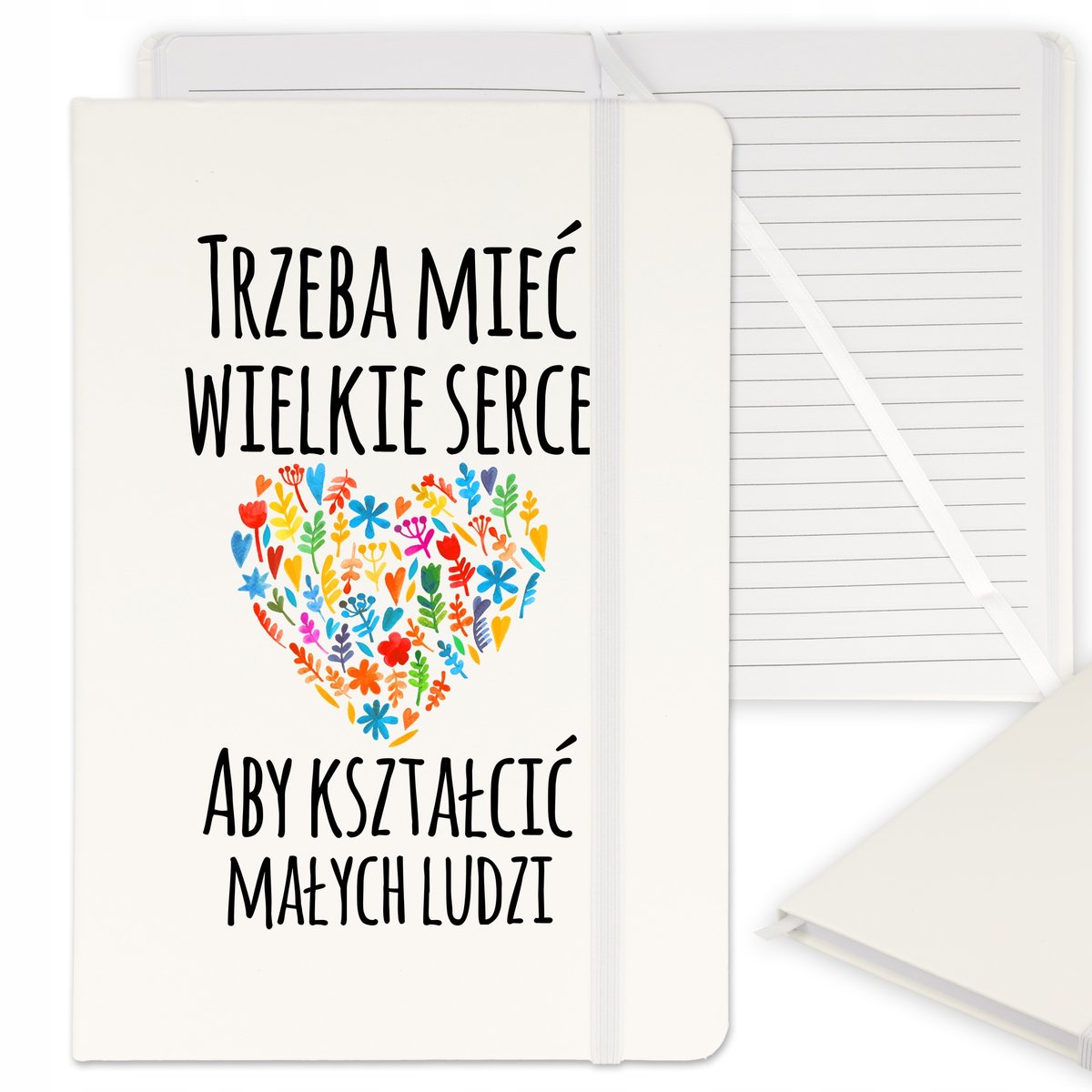 NOTES BIAŁY W LINIE Z GUMKĄ A5 DLA NAUCZYCIELA WZ