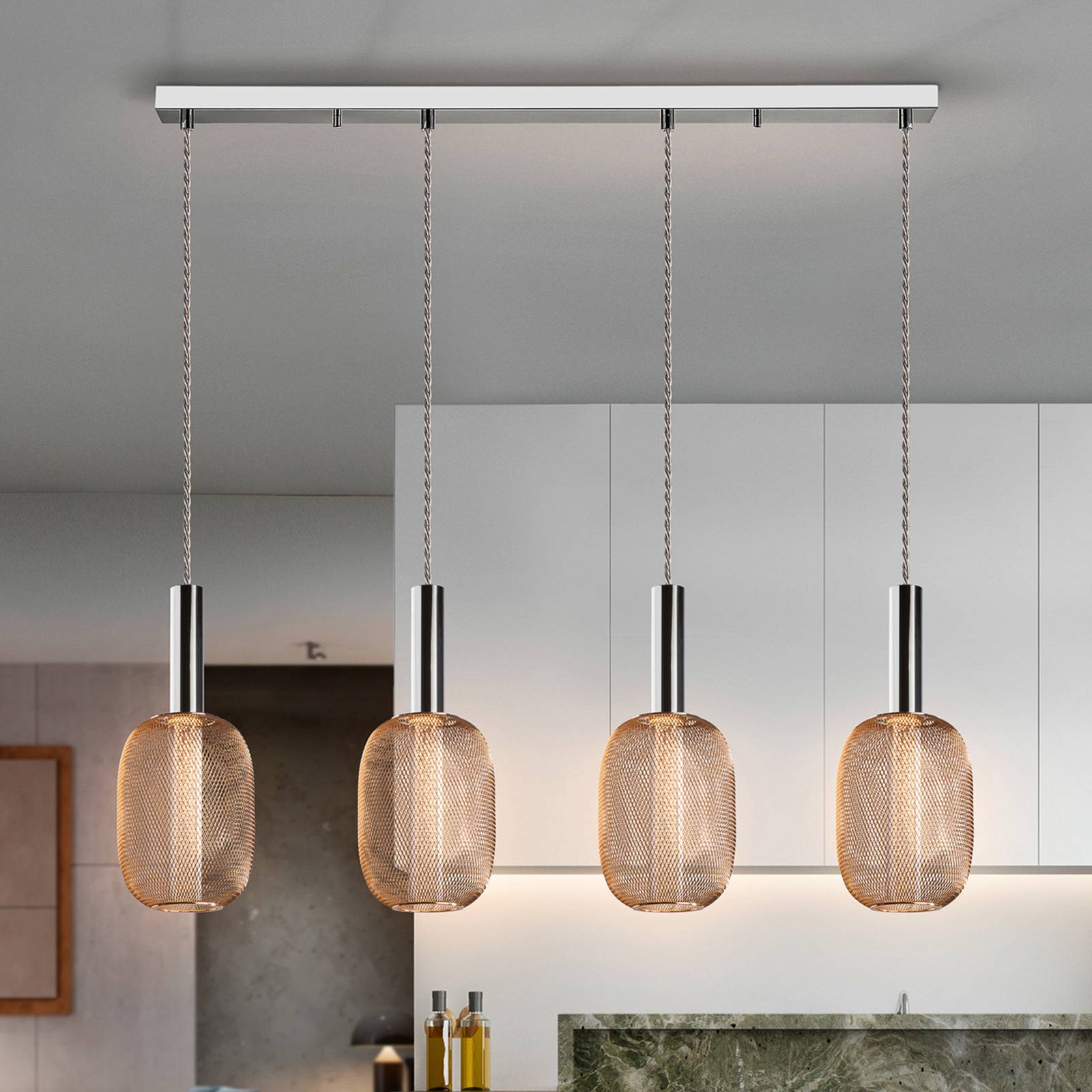 Schuller Valencia Lampa wisząca belka Micron, 4-punktowa, chrom, złoty