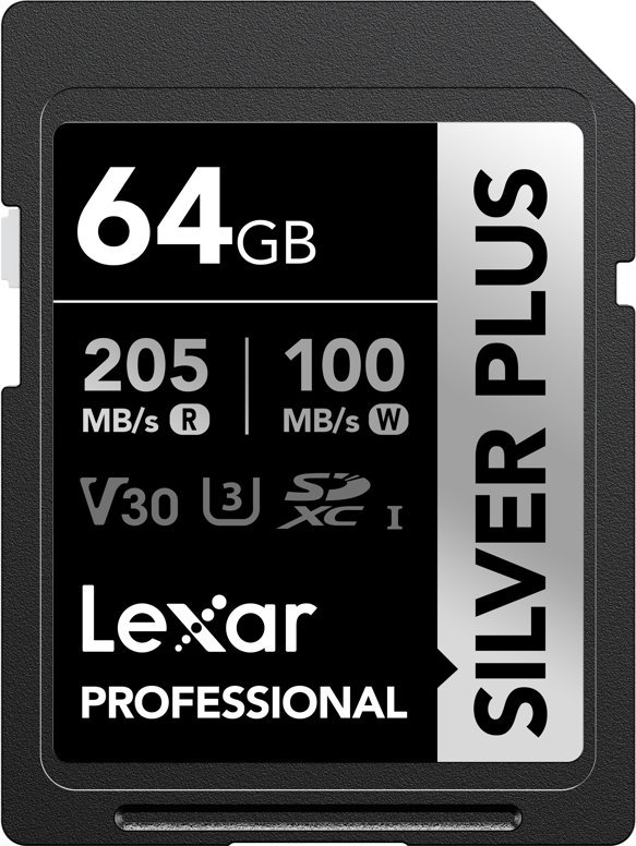 Karta Lexar Professional Silver Plus SDXC 64 GB Class 10 UHS-I/U3 V30 LSDSIPL064G-BNNNG