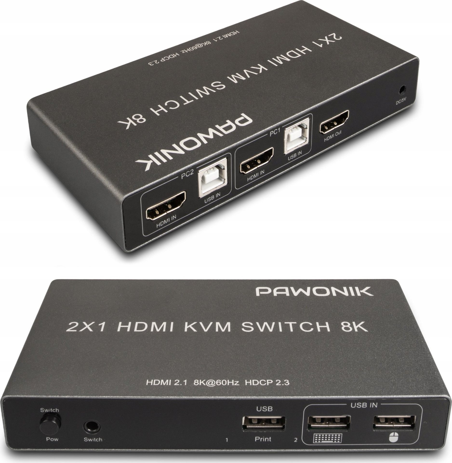 Pawonik KONSOLA KVM HDMI 2.1 PRZEŁĄCZNIK SWITCH 4K120HZ 8K