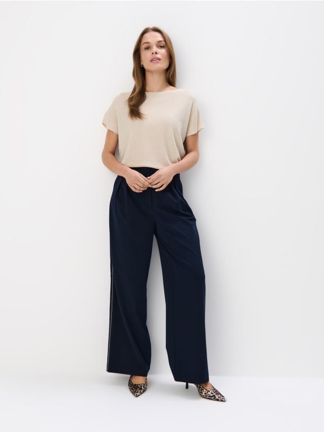 Mohito - Szerokie spodnie - granatowy