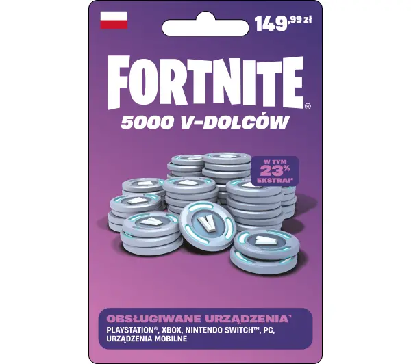 Doładowanie Fortnite 5000 V-dolców Obecnie dostępne tylko w sklepach stacjonarnych RTV EURO AGD