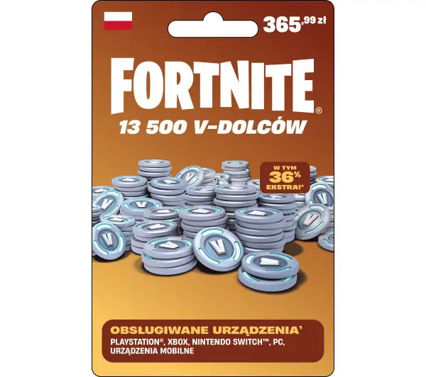 Doładowanie Fortnite 13 500 V-dolców Obecnie dostępne tylko w sklepach stacjonarnych RTV EURO AGD