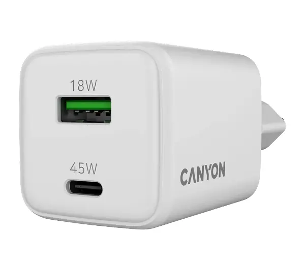 Canyon CU45AC GAN 45W 1xPD 1xQC Biały