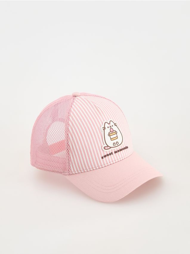 Reserved - Czapka z daszkiem Pusheen - pastelowy róż