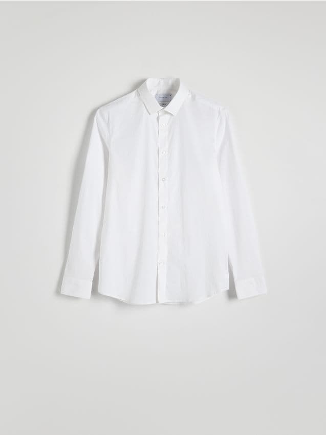 Reserved - Koszula slim fit z merceryzowanej bawełny - biały