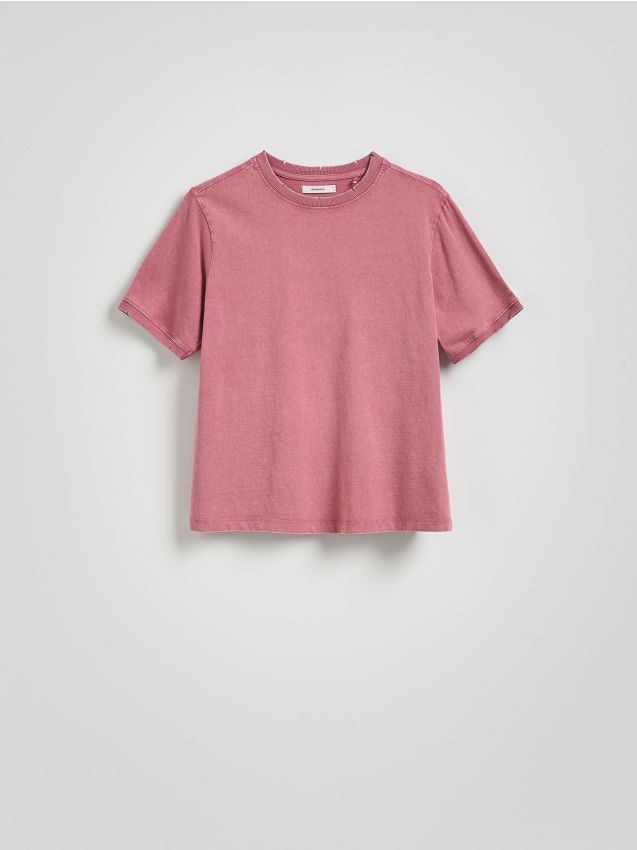Reserved - T-shirt regular z efektem sprania - jasnofioletowy
