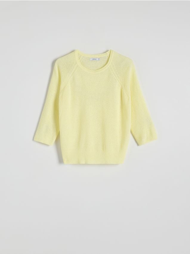 Reserved - Gładki sweter - żółty