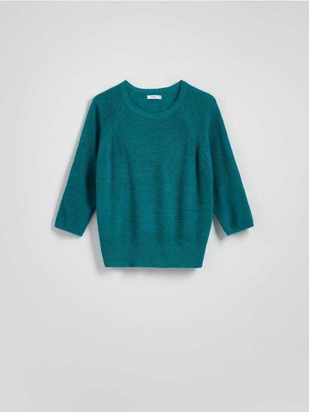 Reserved - Gładki sweter - morski