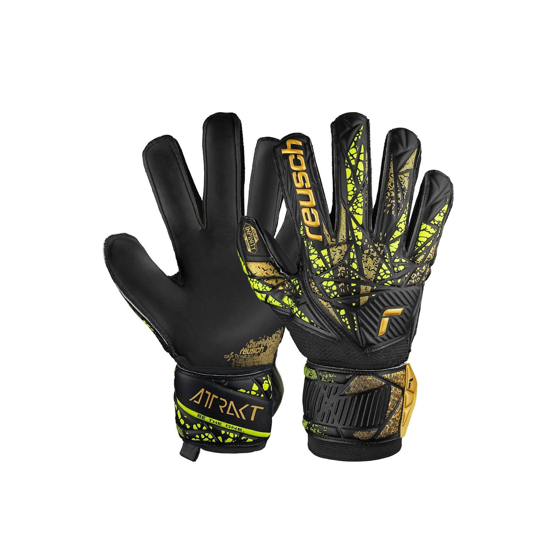 Rękawice bramkarskie Reusch Attrakt Infinity Finger Support black/gold/yellow/black