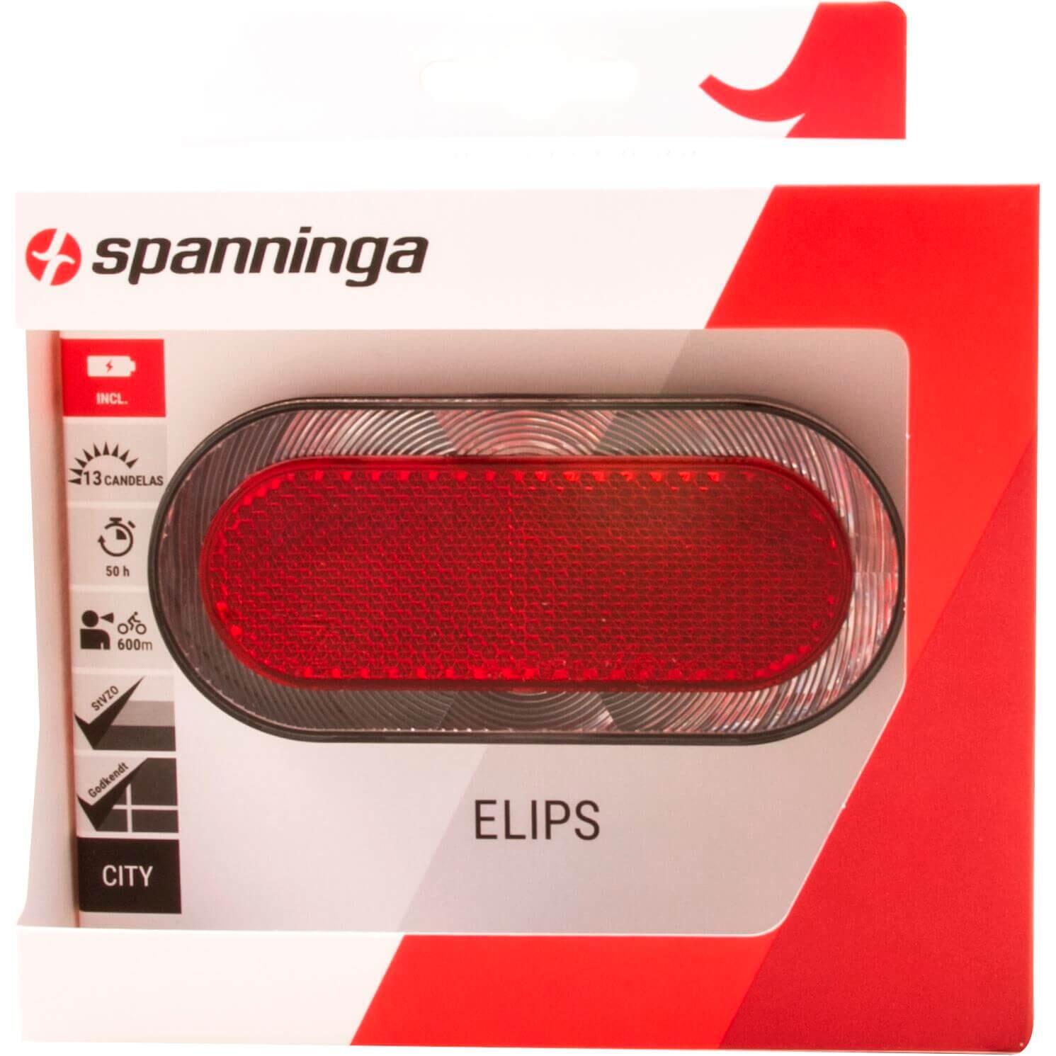 SPANNINGA Lampka tylna na bagażnik ELIPS XB 80mm + baterie A-SNG-R642028