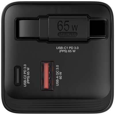 Ładowarka sieciowa VERBATIM GaN 65W + Adapter EU/UK/US Czarny