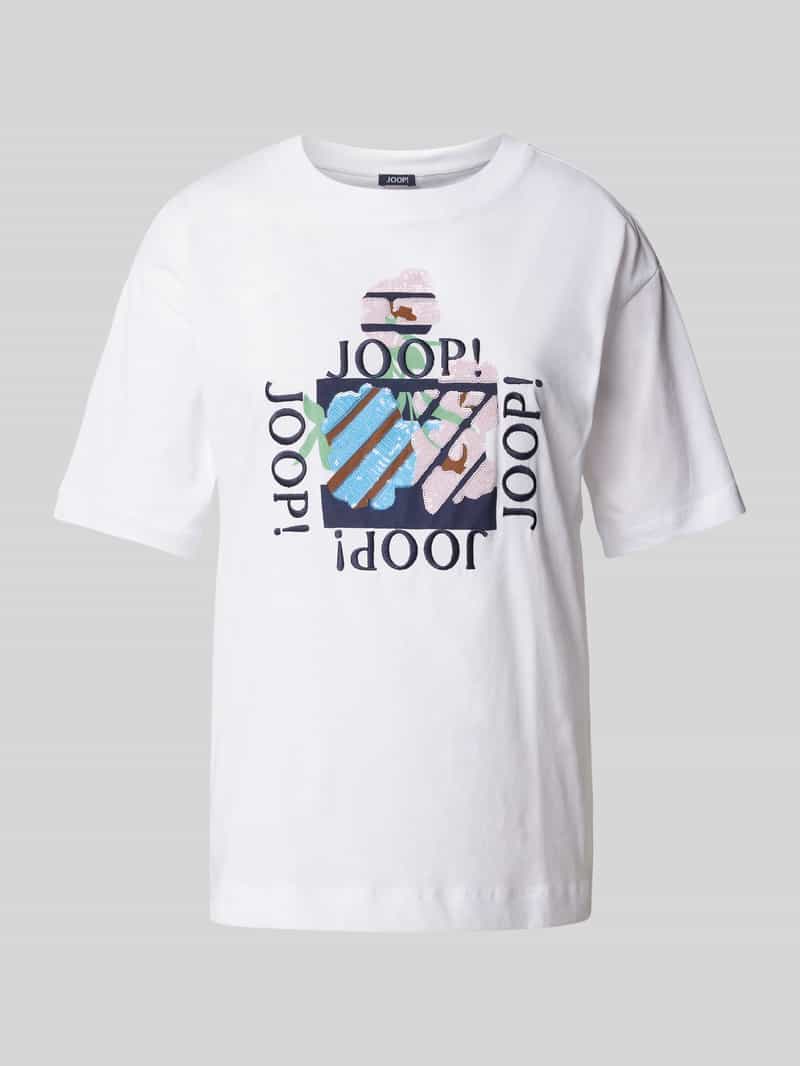 T-shirt z cekinowym obszyciem model ‘Tomo’
