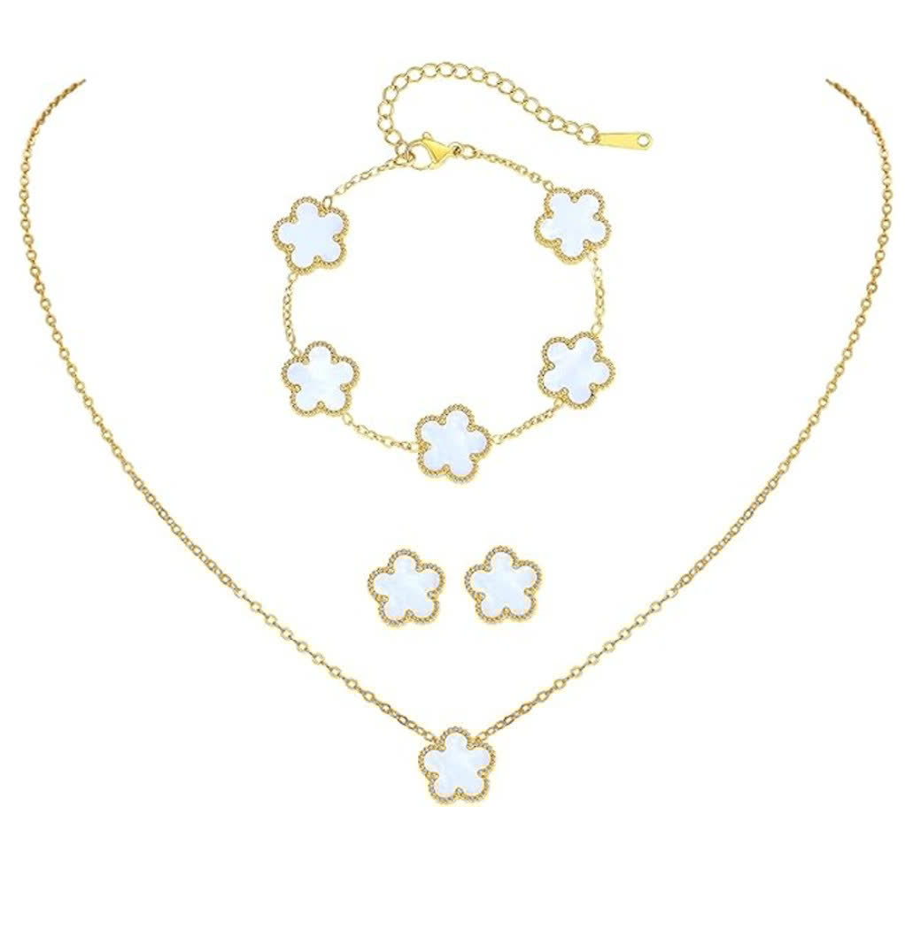 Zestaw biżuterii złotej stal chirurgiczna naszyjnik bransoletka kolczyki