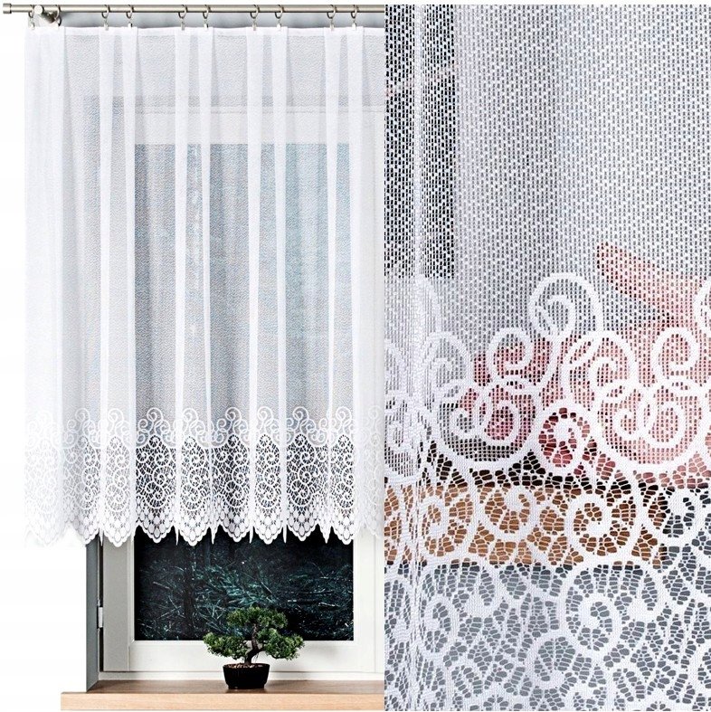 Firana Żakardowa Violetta 300X130Cm Prosta (Gotowa) Z Obszyciem
