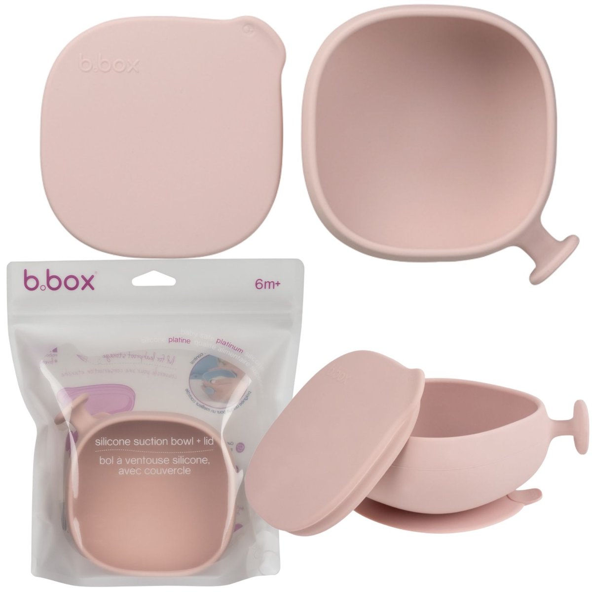 Miseczka z przykrywką i przyssawką B.box - różowy
