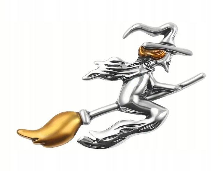 Przypinka, Brocha, Broszka, Pin - Czarownica Na Miotle, Wiedźma, Baba Jaga