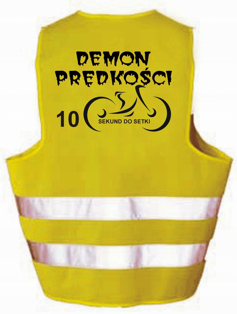 DEMON PRĘDKOŚCI - Kamizelka z nadrukiem ostrzegawcza odblaskowa PREZENT LIBRES POLSKA SP