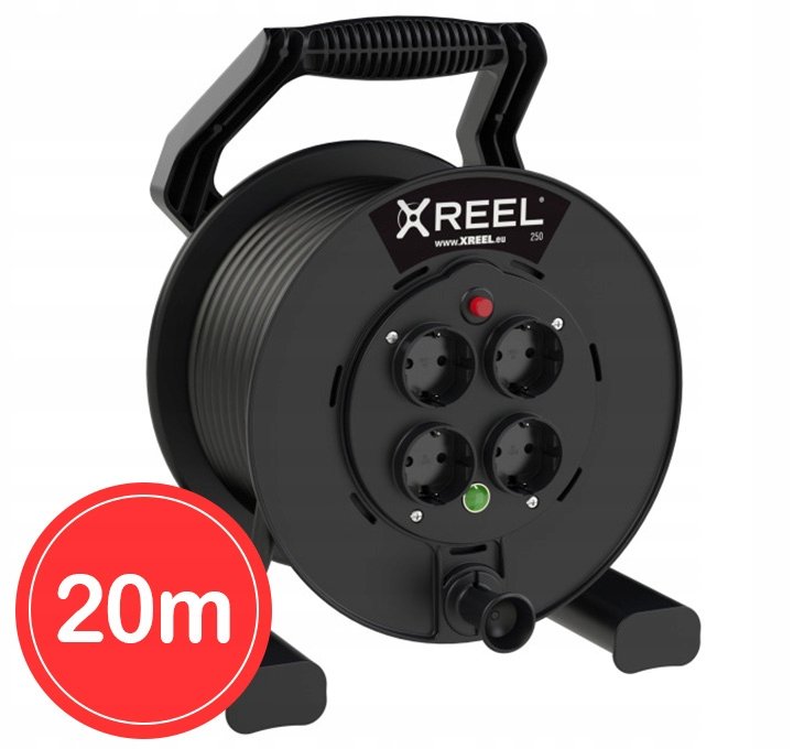 Przedłużacz Bębnowy Zwijany Do Oświetlenia Xreel 3X1,5Mm 20M 4 Gniazda Pce