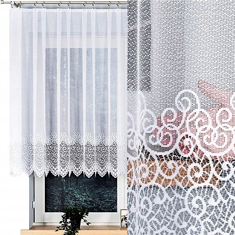 Firana żakardowa Violetta 200x120cm prosta (gotowa) z obszyciem