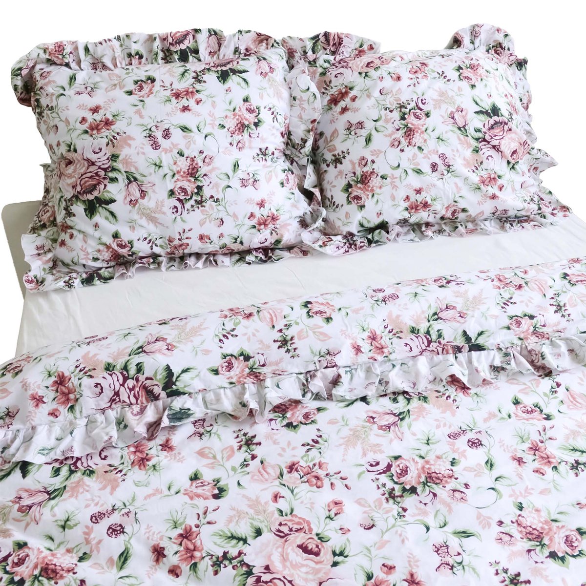 Poszewka Pościel Na Poduszkę Z Falbanką 70X80 Cm Retro Kwiaty