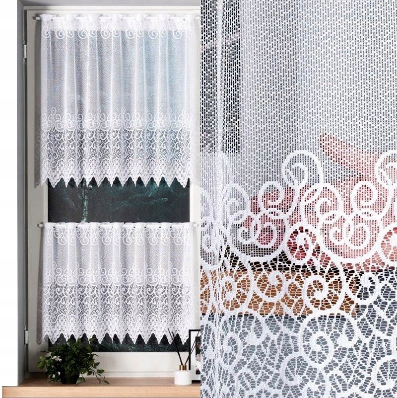 Firana Wzór Violetta zazdrostka 300x70cm (z obszyciem)