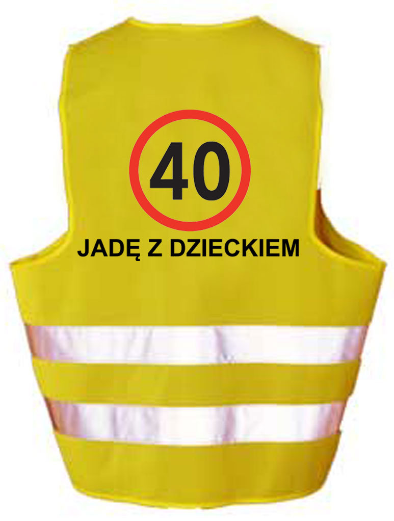 JADĘ Z DZIECKIEM - Kamizelka z nadrukiem ostrzegawcza odblaskowa prezent LIBRES POLSKA SP