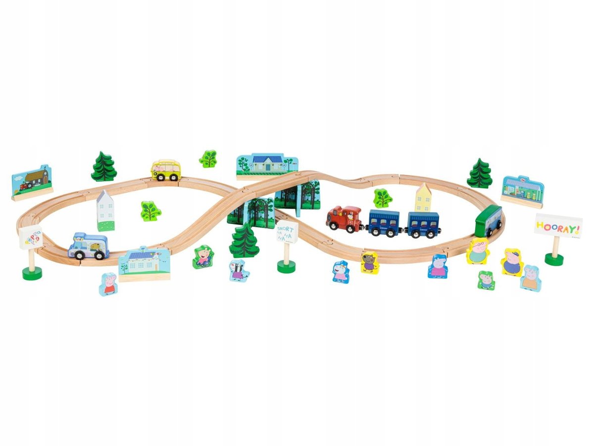 Drewniana kolejka Świnka Peppa 2,7m