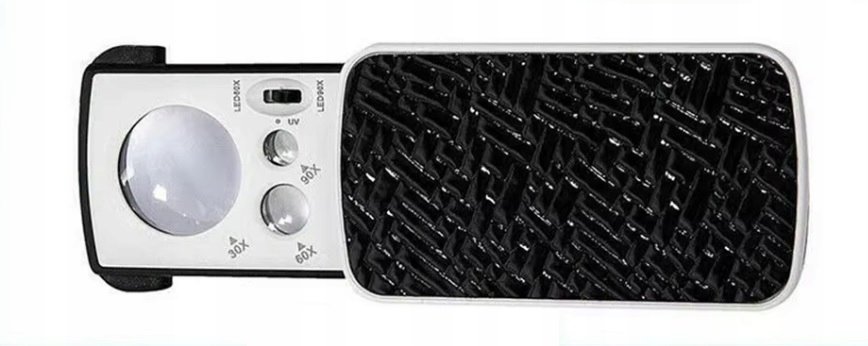 Lupa Zegarmistrzowska Jubilerska Powiększenie 30 60 90 Podświetlenie Led Uv