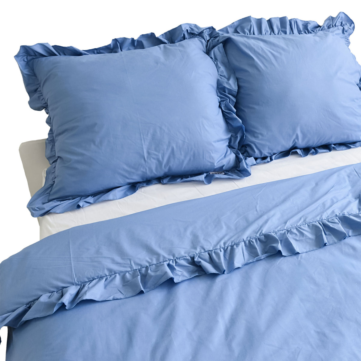 Poszewka Pościel Na Poduszkę Z Falbanką Niebieska Jeans 70X80 Cm
