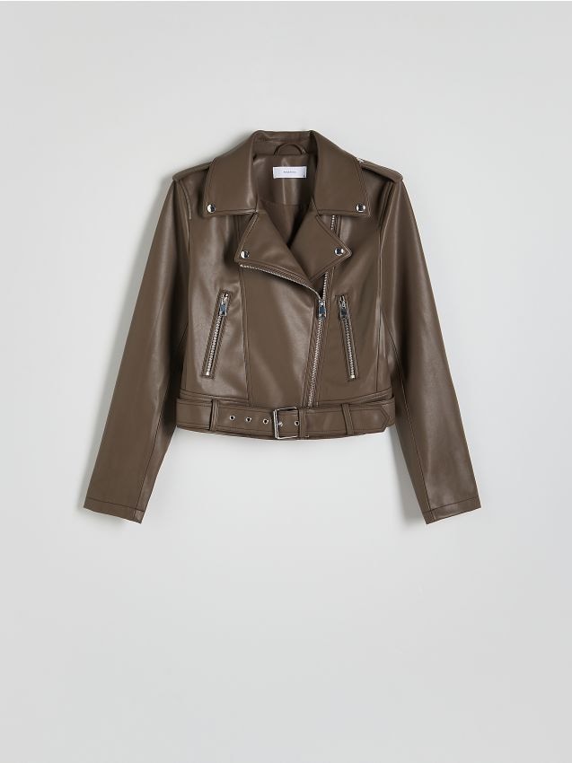 Reserved - Ramoneska z imitacji skóry - brązowy